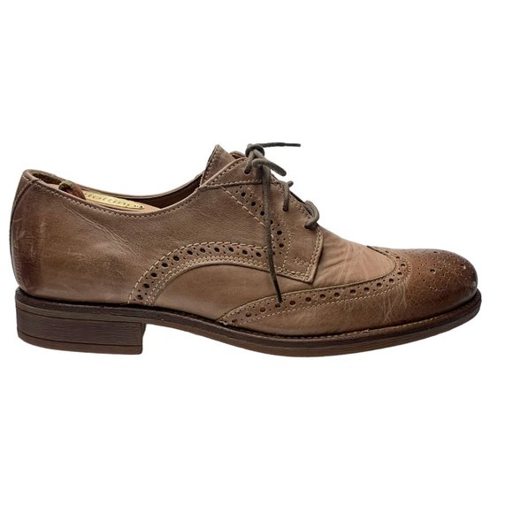 BOSTONIAN Pavillion Taupe Leather Burnish Wingtip Oxfords - Picture 3 of 10